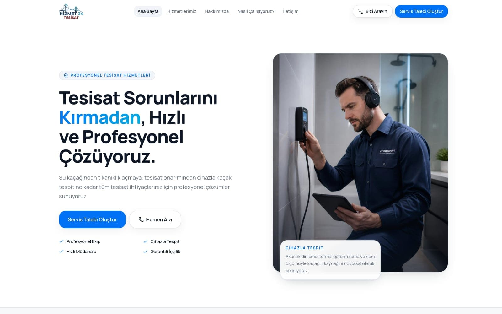 Hizmet34 Tesisat Kurumsal Web Sitesi